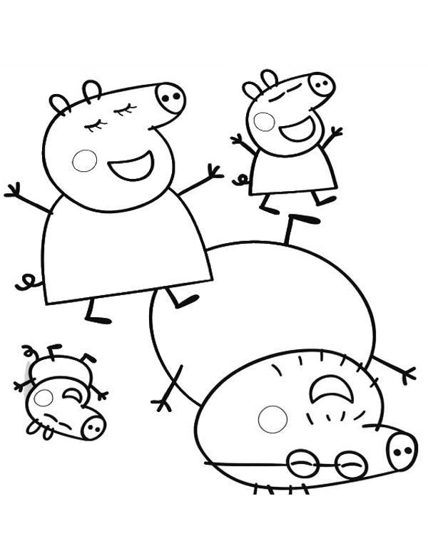 Online coloring book: Coloring the whole Peppa family laugh